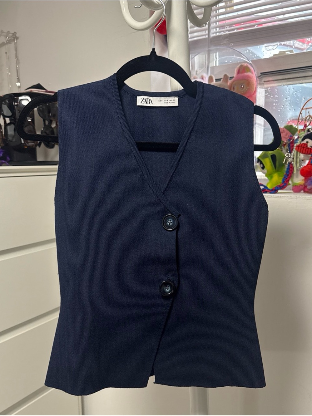 Zara Navy Button Front Vest